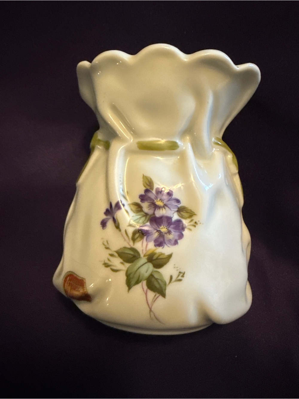 Vintage Lefton China Mini Vase Floral Ruffled Edge Hand Painted Floral Japan